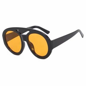 No. 6 Black Frame Sunglasses with Amber Lenses